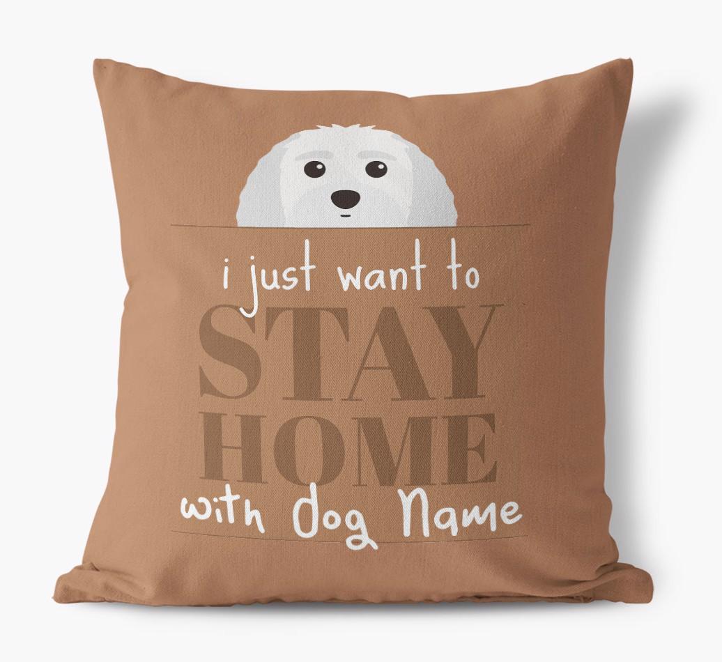 Stay Home: Personalized {breedFullName} Canvas Pillow