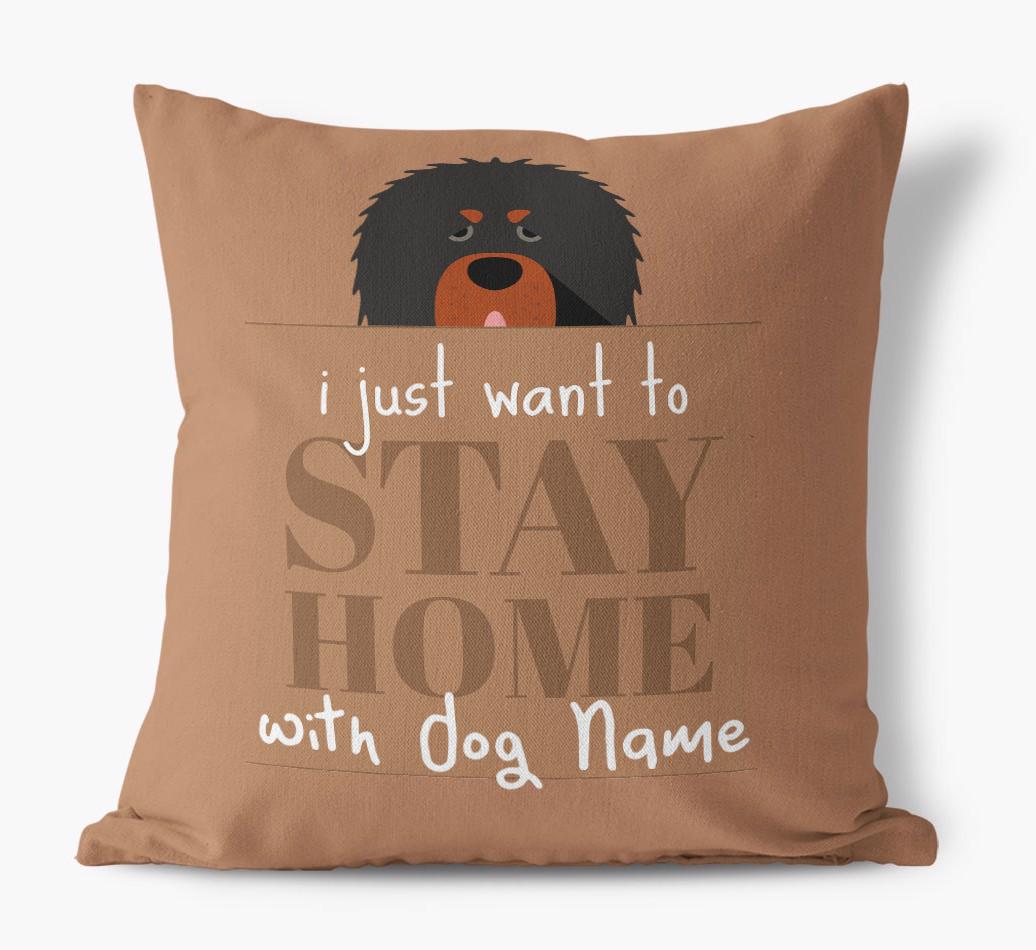 Stay Home: Personalized {breedFullName} Canvas Pillow