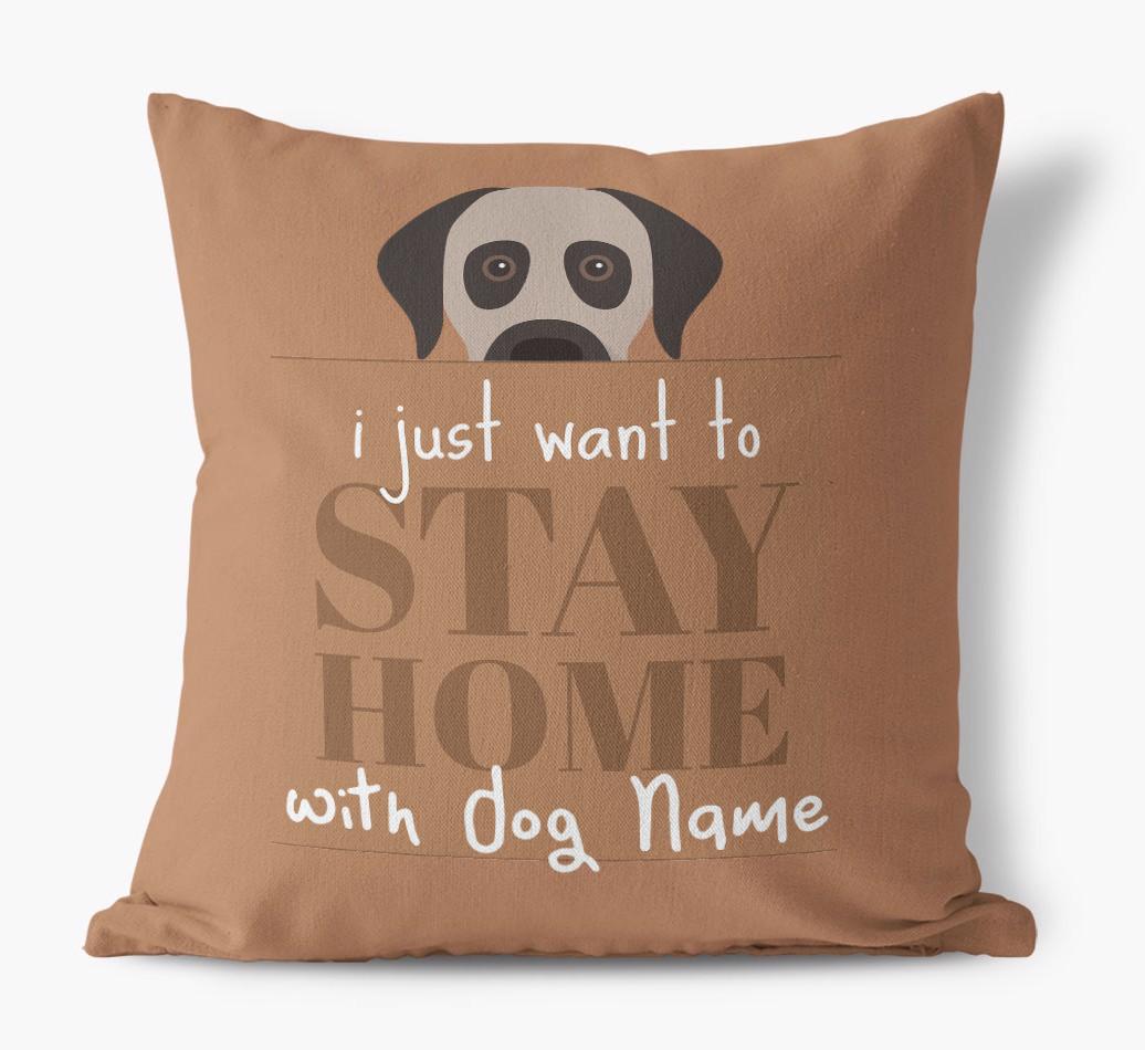 Stay Home: Personalized {breedFullName} Canvas Pillow