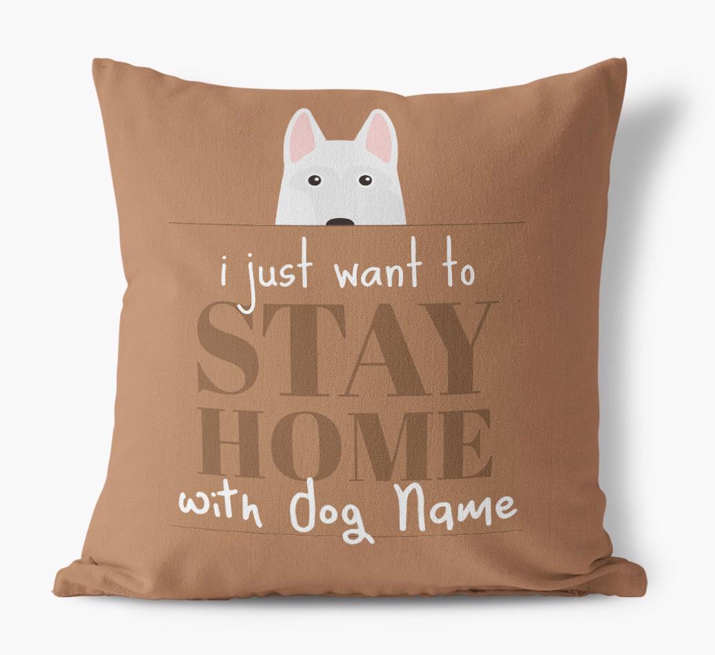 Stay Home: Personalized {breedFullName} Canvas Pillow