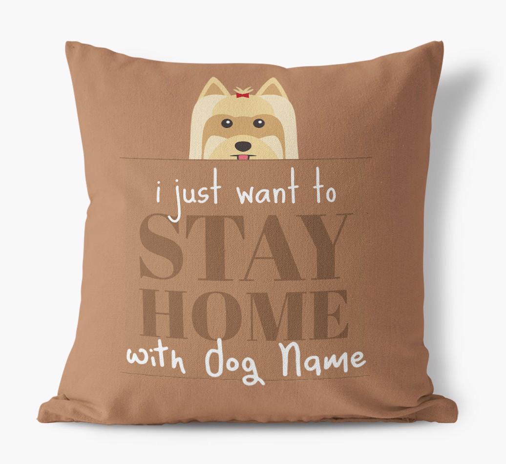 Stay Home: Personalized {breedFullName} Canvas Pillow