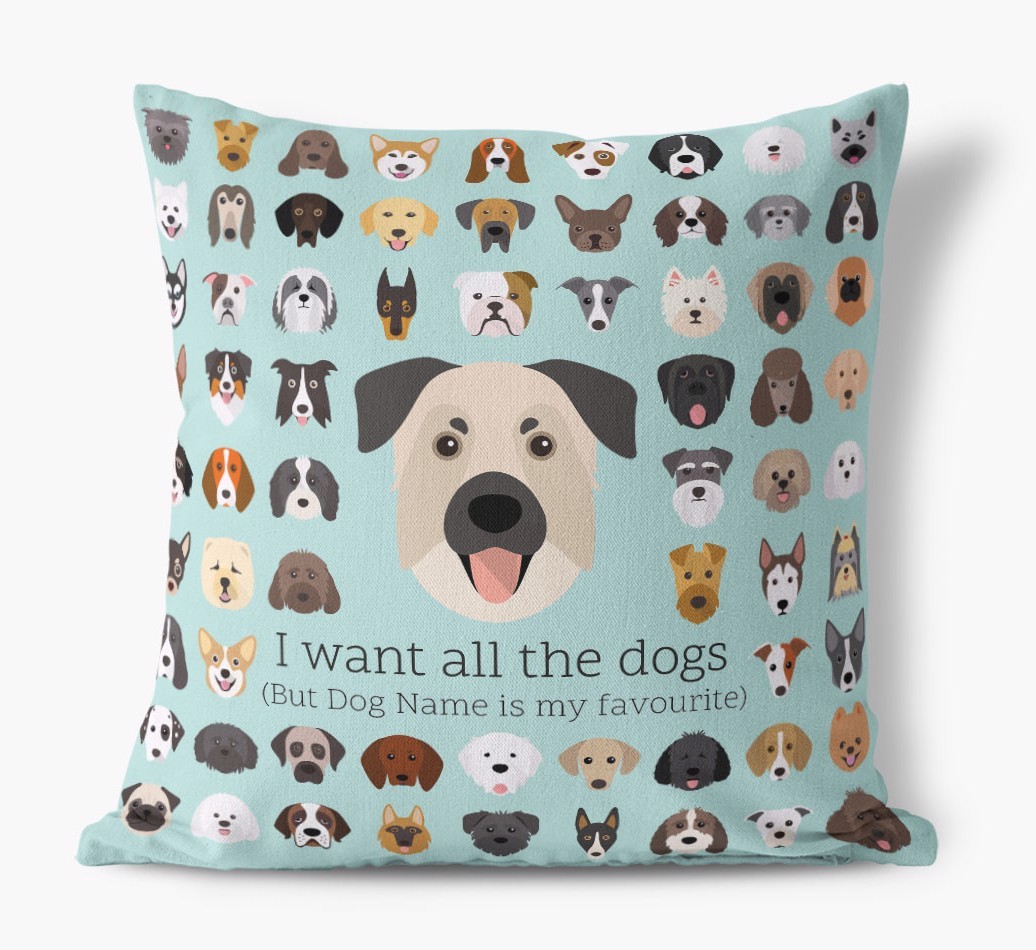 I Want All the Dogs: Personalised {breedFullName} Canvas Cushion 