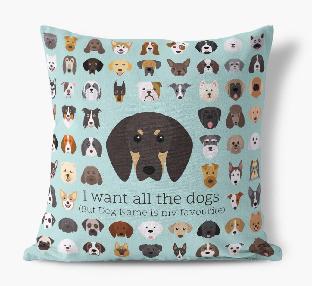 I Want All the Dogs: Personalized {breedFullName} Canvas Pillow