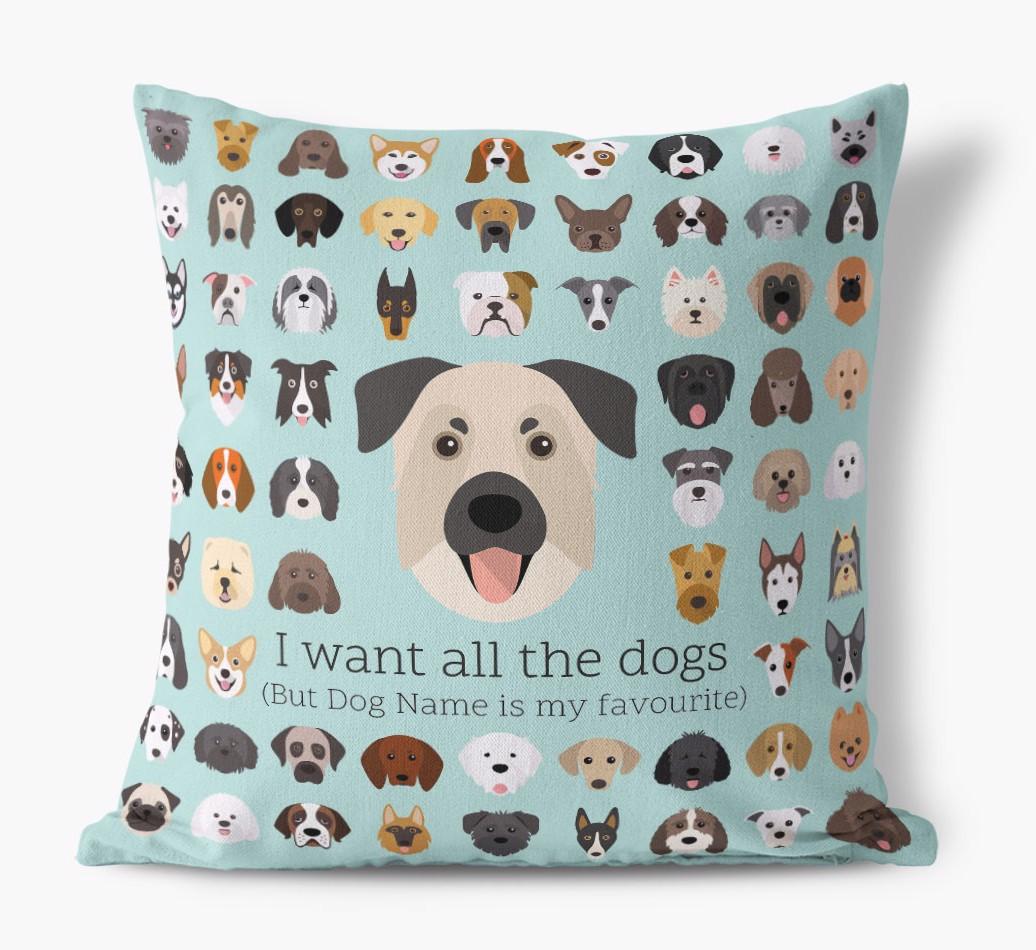 I Want All the Dogs: Personalized {breedFullName} Canvas Pillow