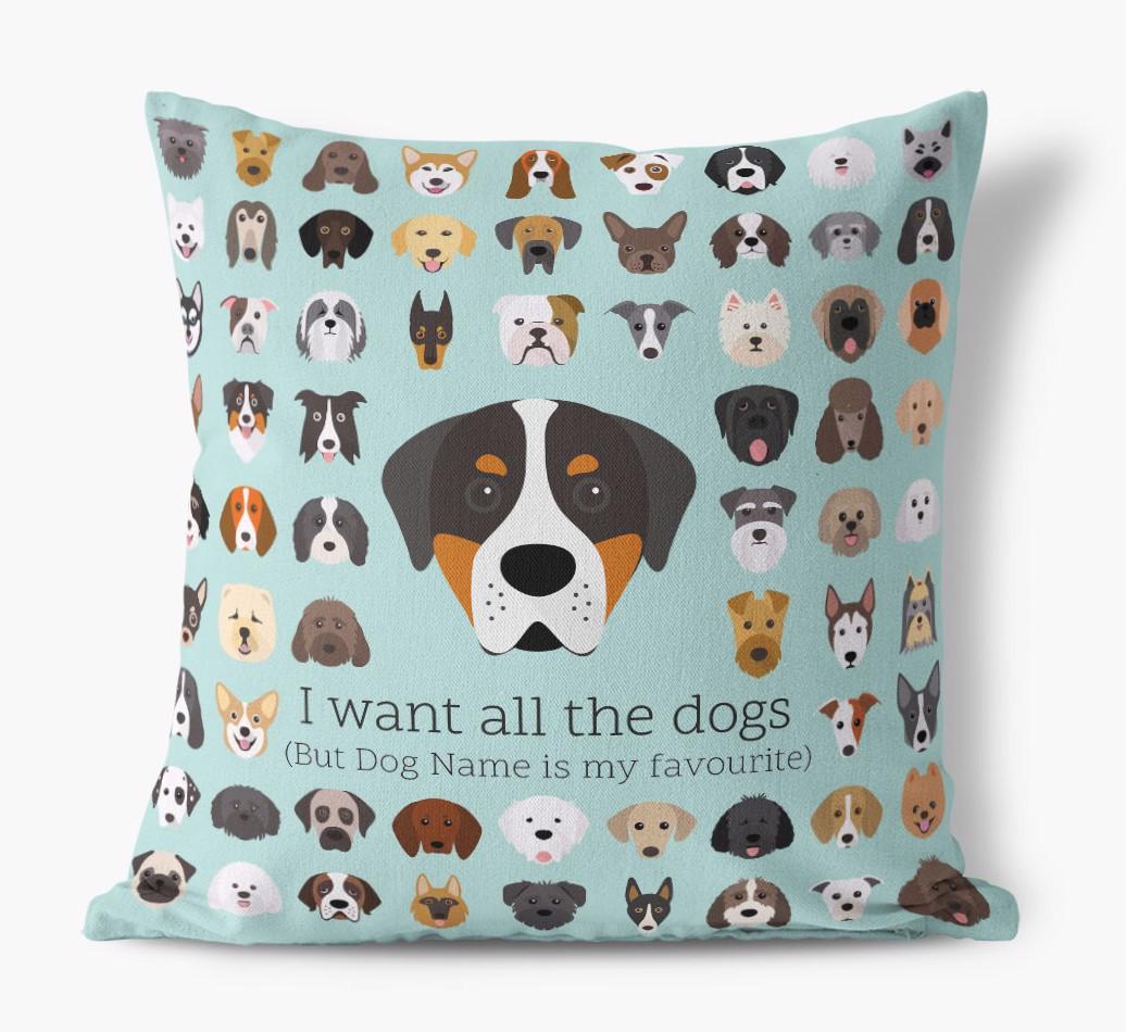 I Want All the Dogs: Personalized {breedFullName} Canvas Pillow