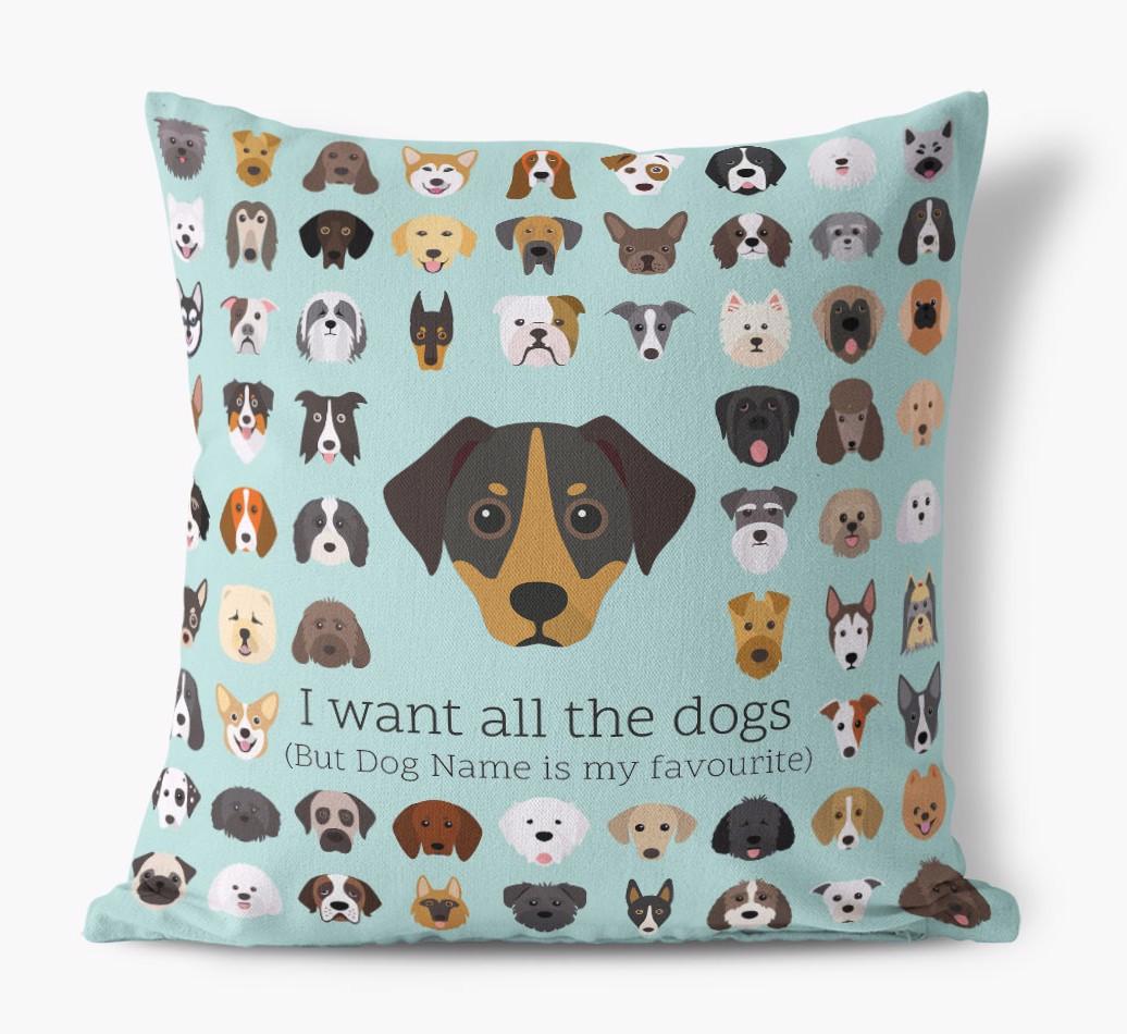 I Want All the Dogs: Personalized {breedFullName} Canvas Pillow