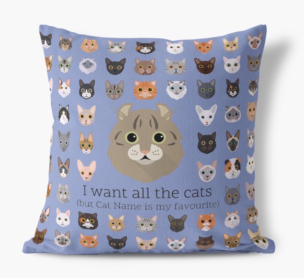 I Want All the Cats: Personalised {breedCommonName} Canvas Cushion
