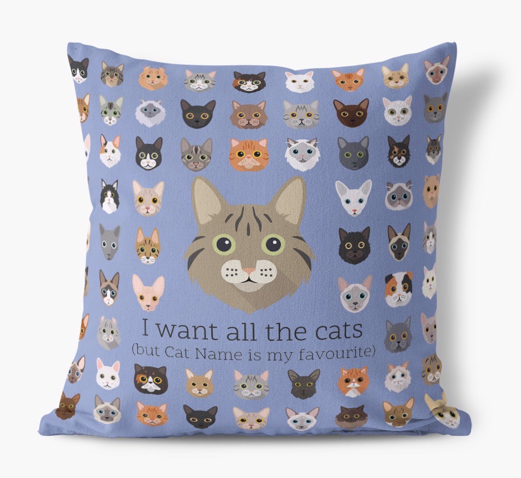 I Want All the Cats: Personalised {breedCommonName} Canvas Cushion