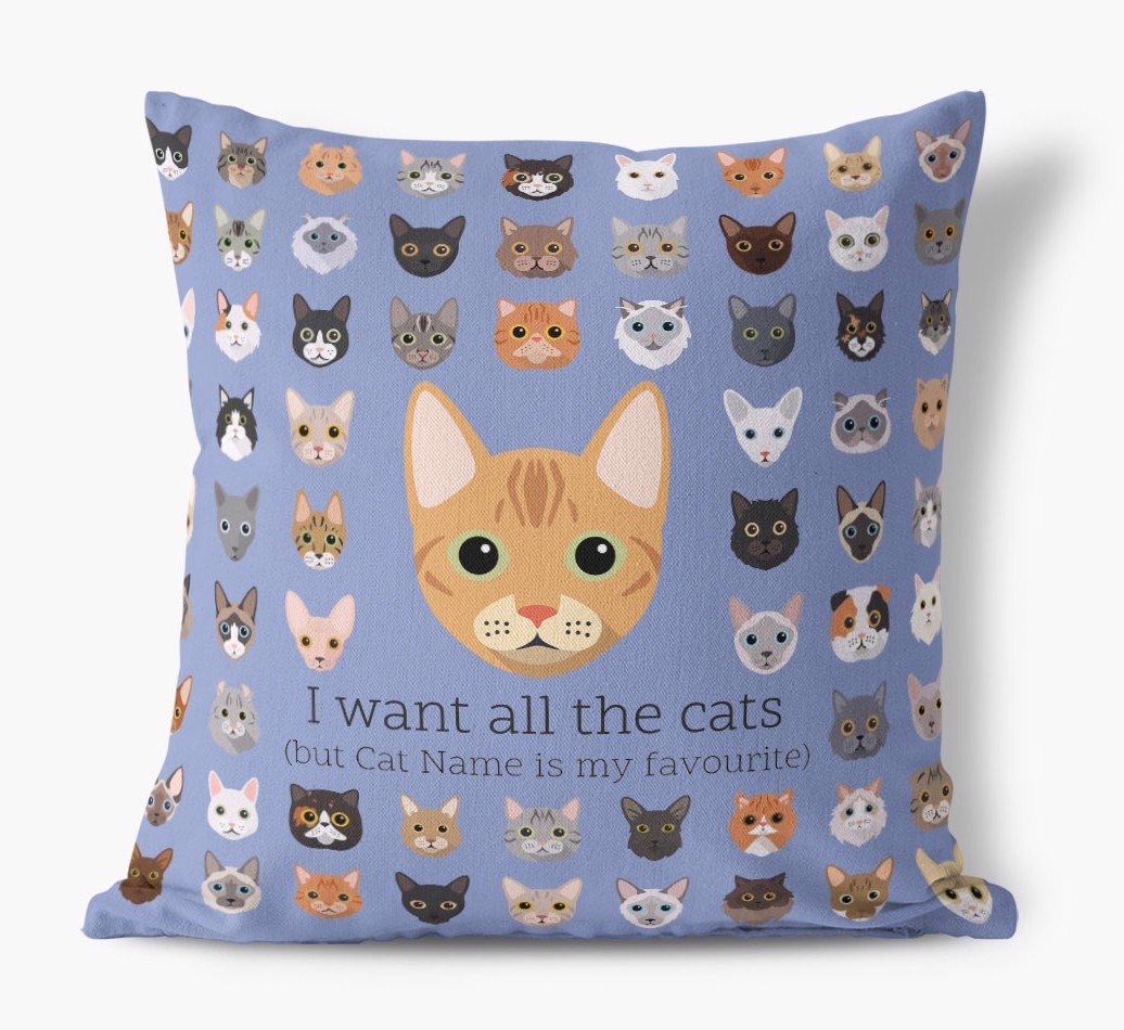 I Want All the Cats: Personalised {breedCommonName} Canvas Cushion