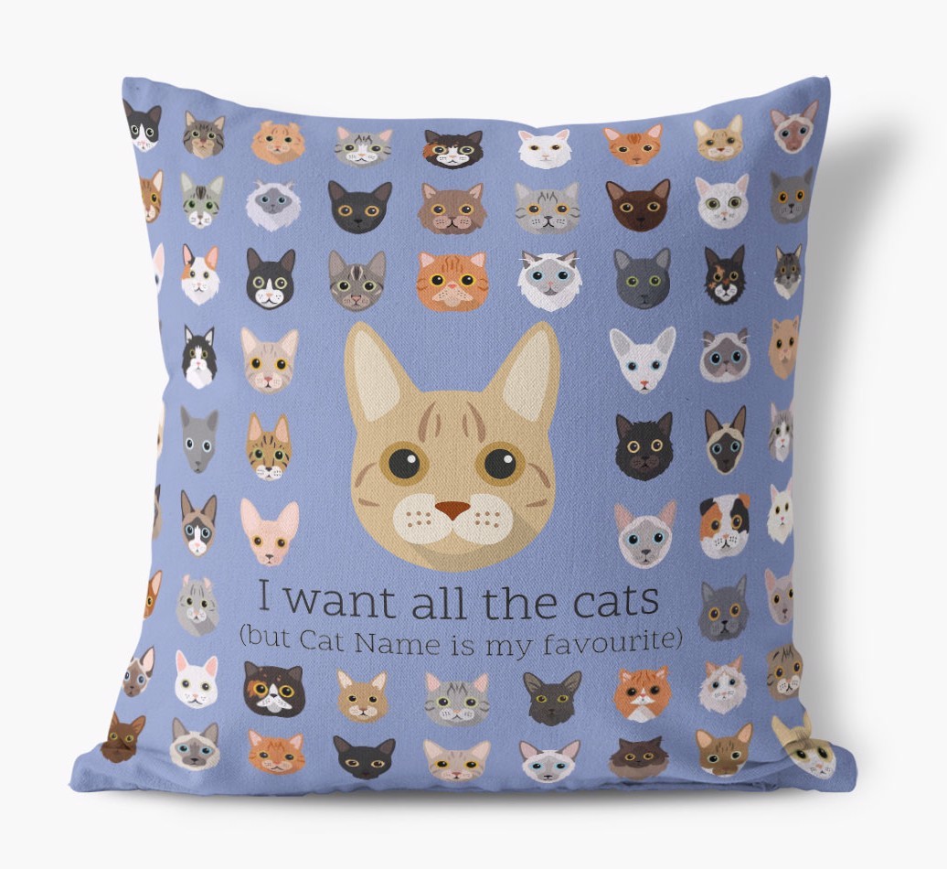 I Want All the Cats: Personalised {breedCommonName} Canvas Cushion