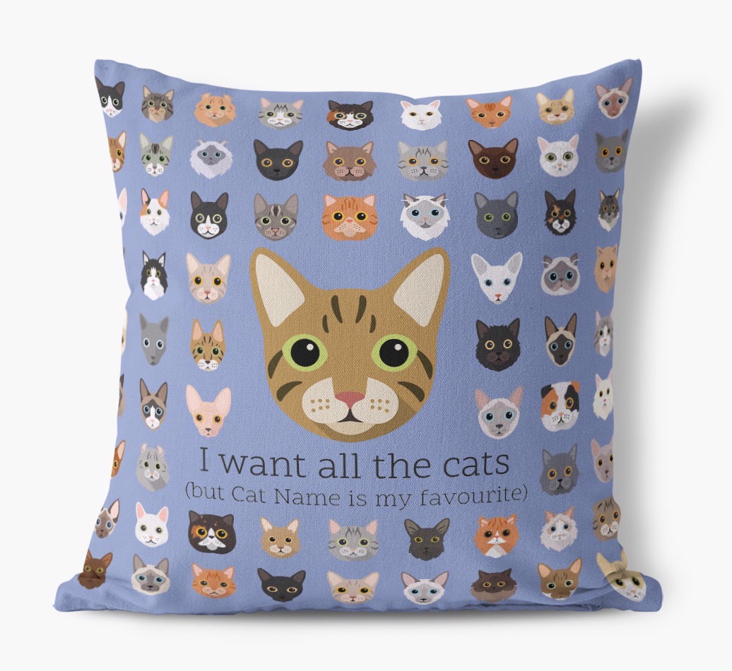 I Want All the Cats: Personalised {breedCommonName} Canvas Cushion