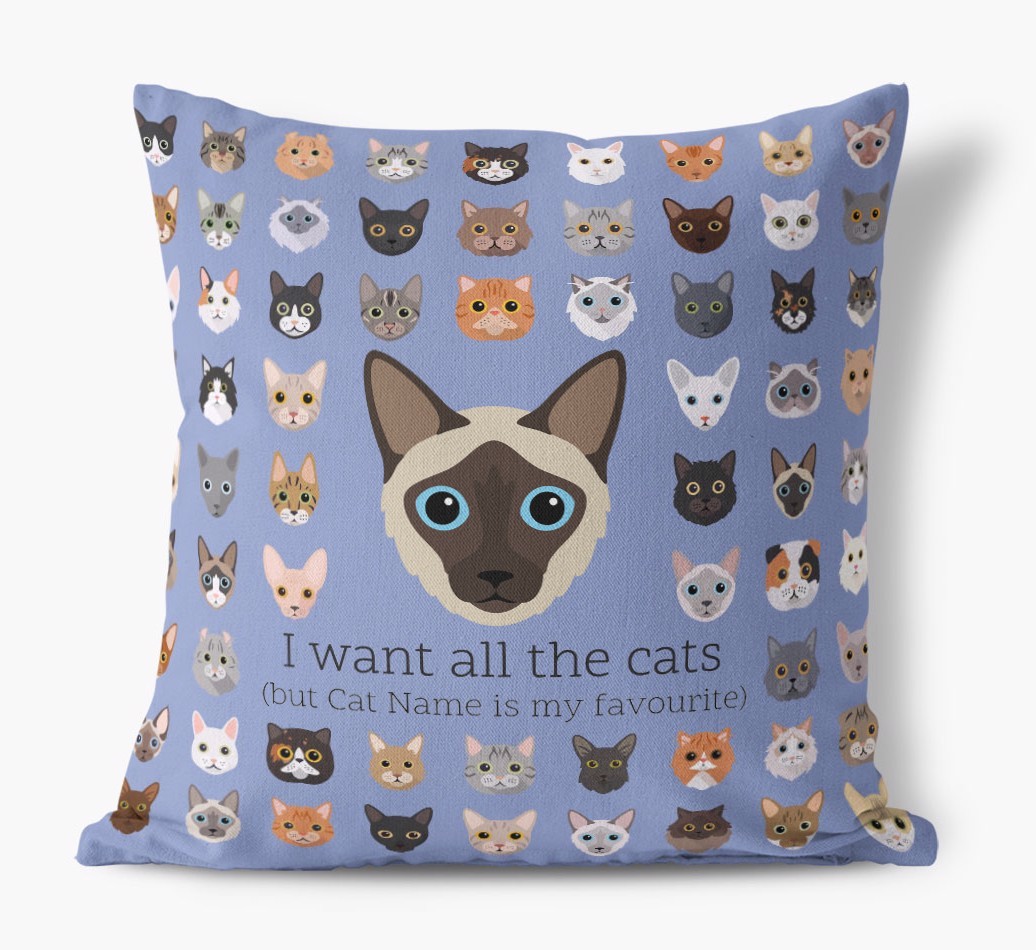I Want All the Cats: Personalised {breedCommonName} Canvas Cushion