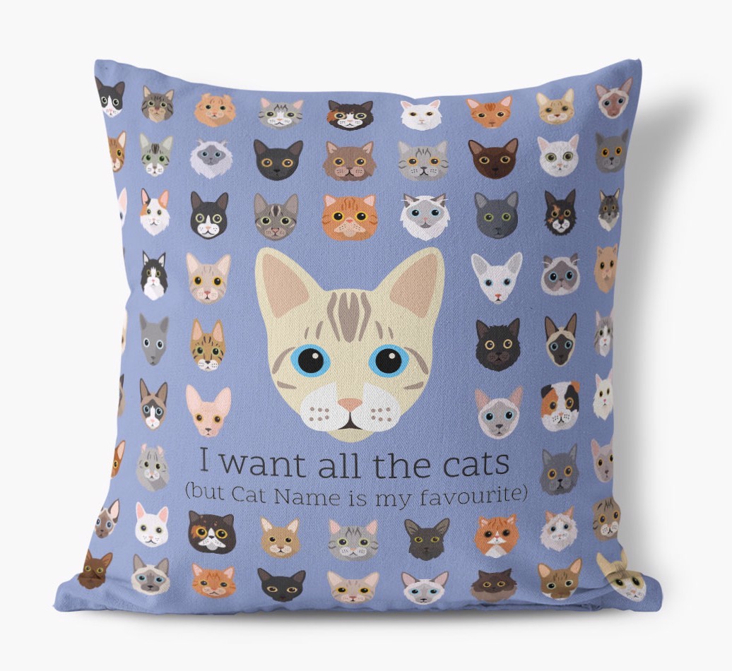 I Want All the Cats: Personalised {breedCommonName} Canvas Cushion
