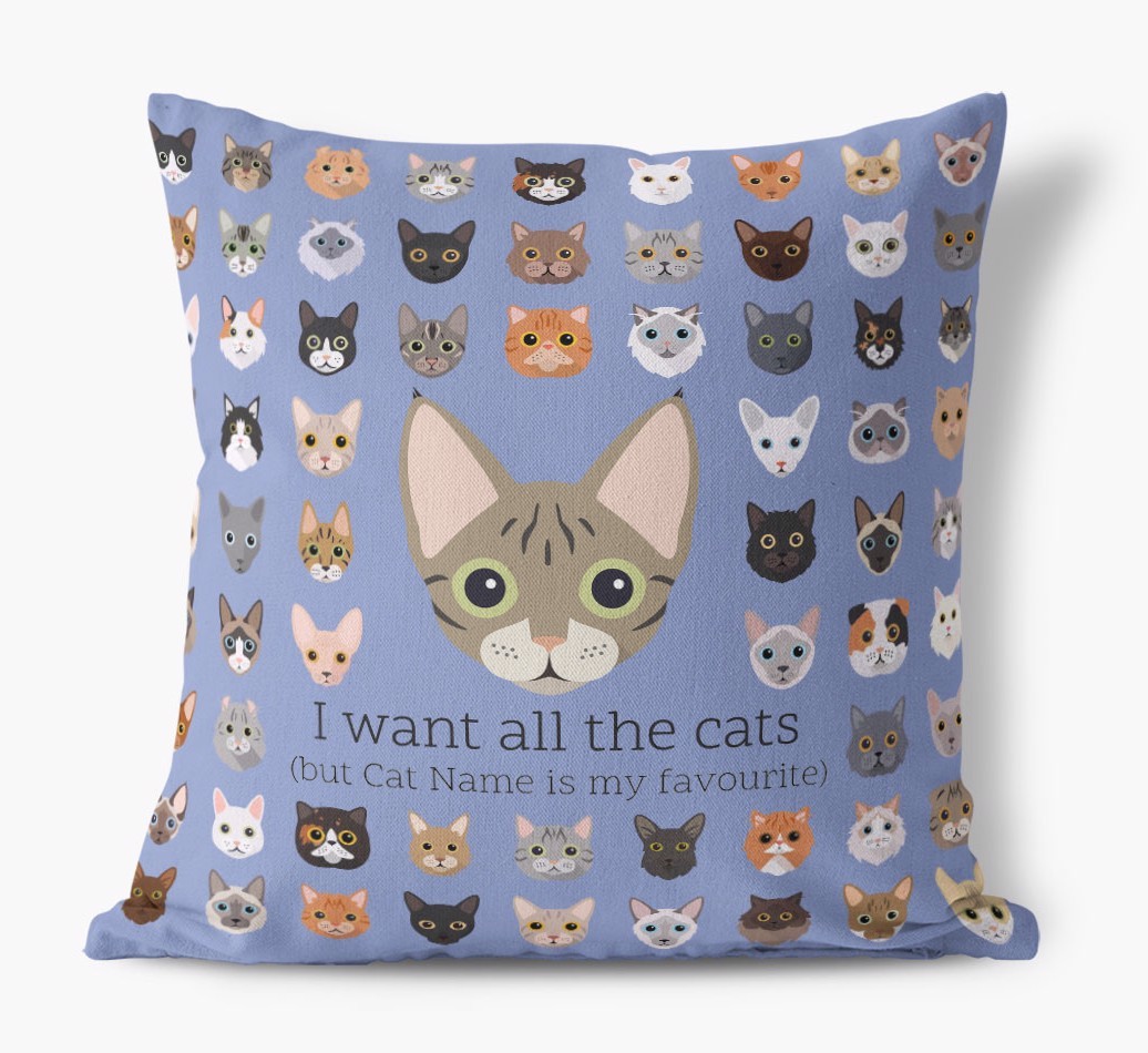 I Want All the Cats: Personalised {breedCommonName} Canvas Cushion