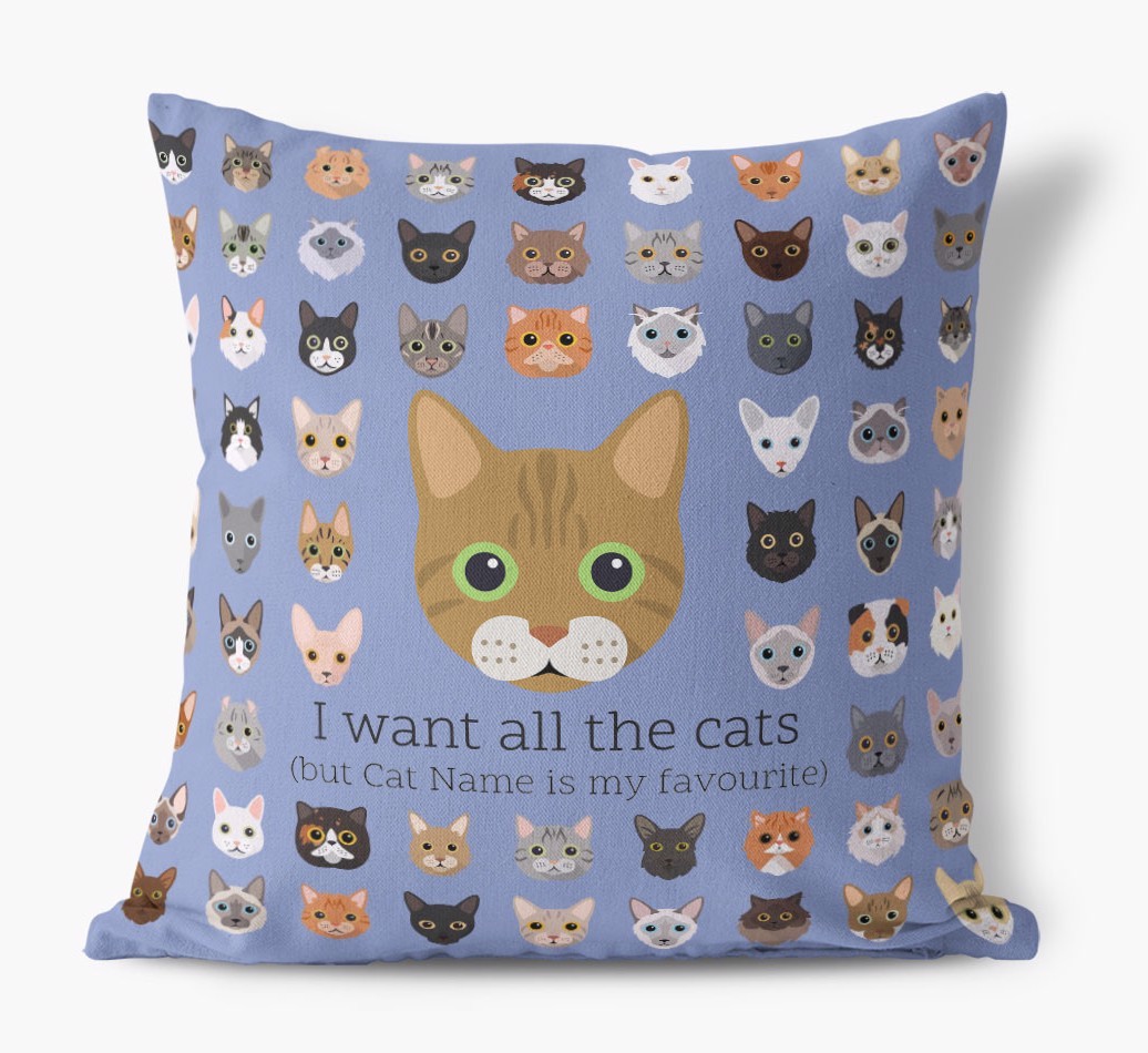 I Want All the Cats: Personalised {breedCommonName} Canvas Cushion