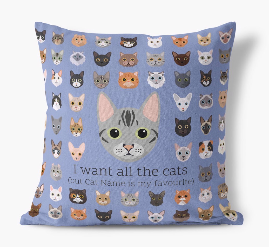 I Want All the Cats: Personalised {breedCommonName} Canvas Cushion