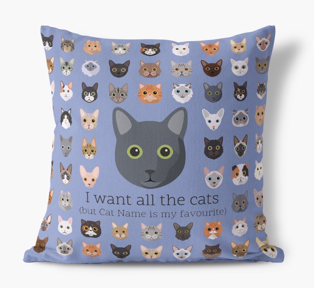 I Want All the Cats: Personalised {breedCommonName} Canvas Cushion