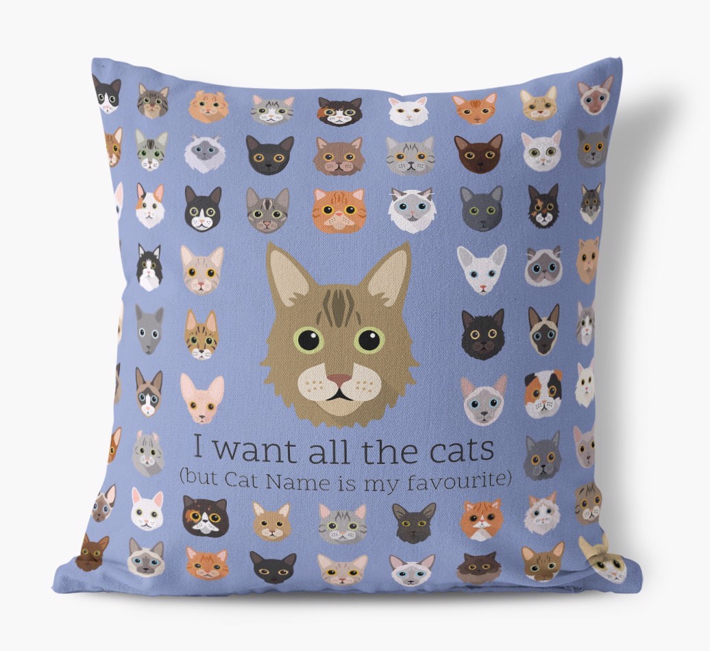 I Want All the Cats: Personalised {breedCommonName} Canvas Cushion