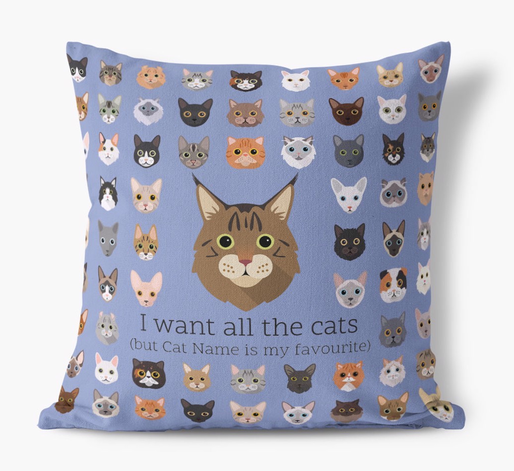 I Want All the Cats: Personalised {breedCommonName} Canvas Cushion