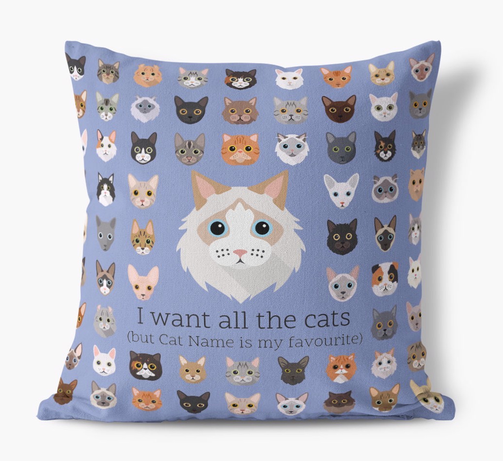 I Want All the Cats: Personalised {breedCommonName} Canvas Cushion