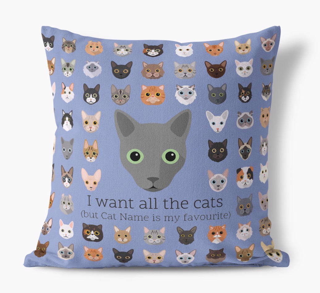 I Want All the Cats: Personalised {breedCommonName} Canvas Cushion