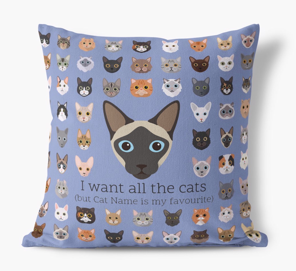 I Want All the Cats: Personalised {breedCommonName} Canvas Cushion