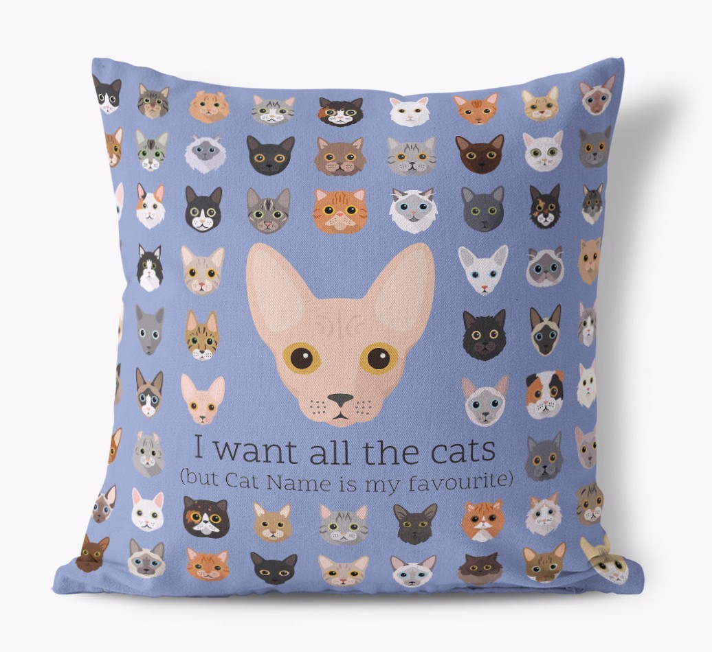 I Want All the Cats: Personalised {breedCommonName} Canvas Cushion