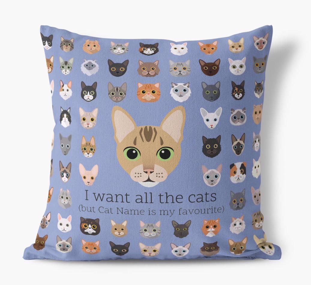 I Want All the Cats: Personalized {breedCommonName} Canvas Pillow