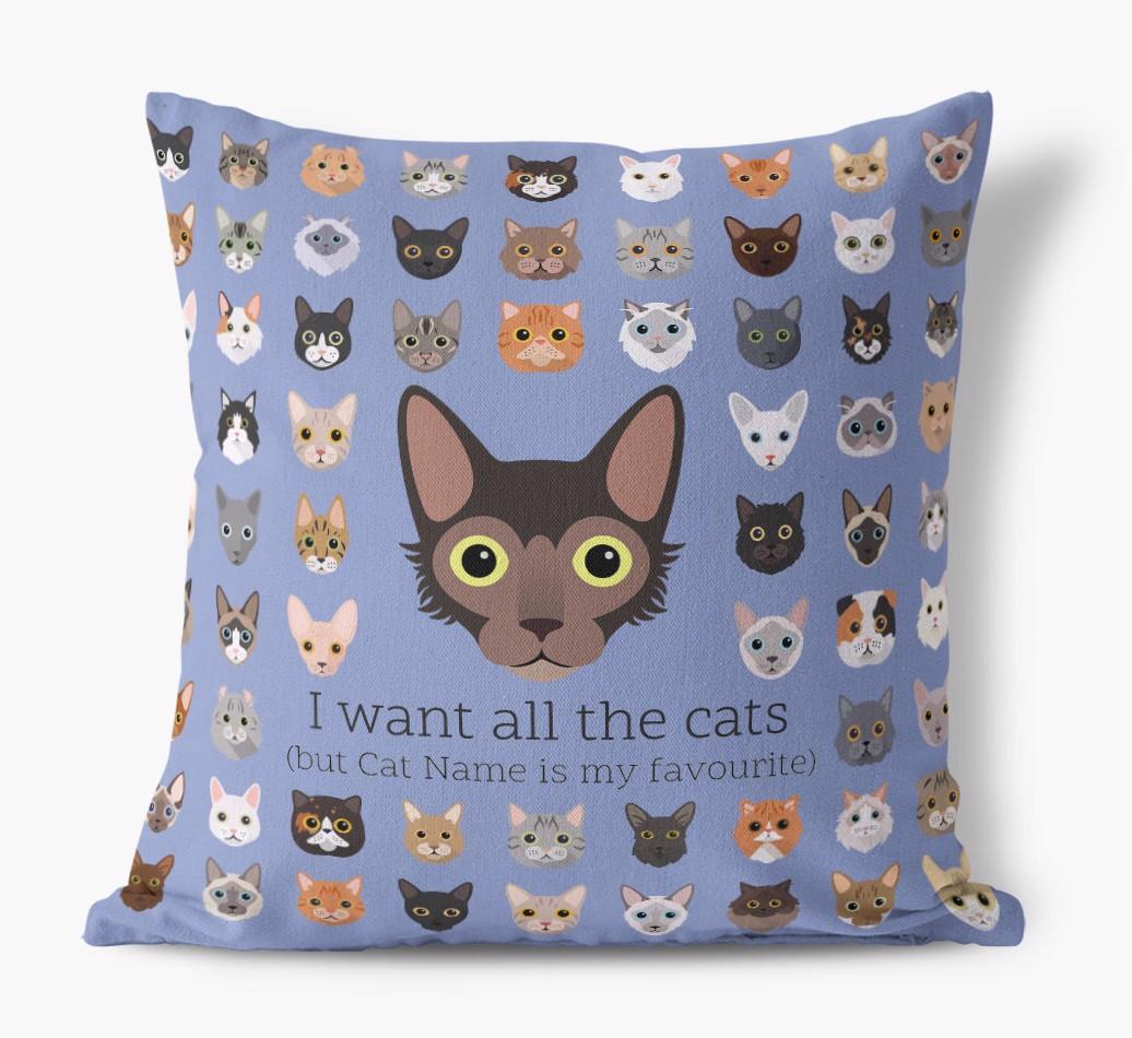 I Want All the Cats: Personalized {breedCommonName} Canvas Pillow