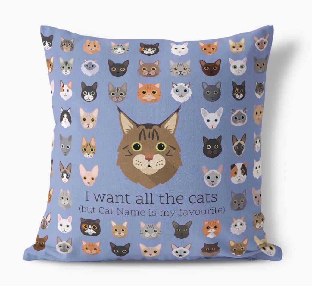 I Want All the Cats: Personalized {breedCommonName} Canvas Pillow