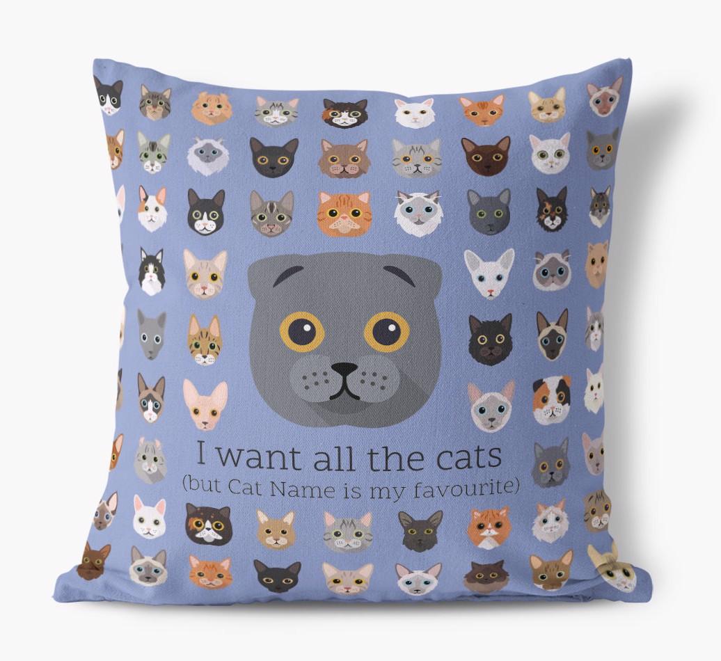 I Want All the Cats: Personalized {breedCommonName} Canvas Pillow