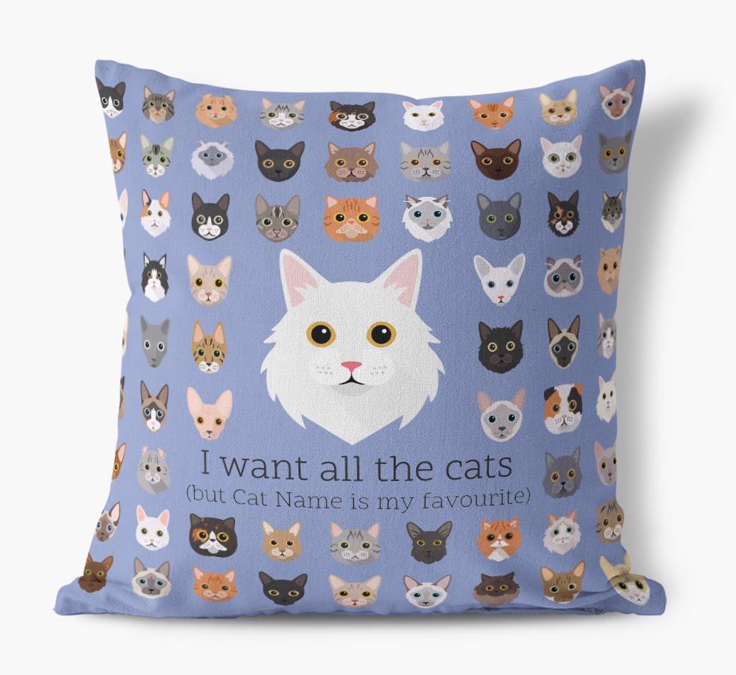 I Want All the Cats: Personalized {breedCommonName} Canvas Pillow