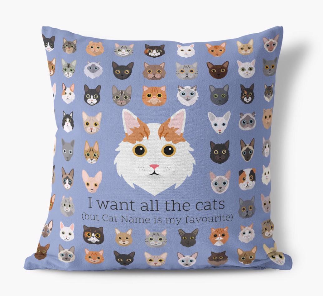 I Want All the Cats: Personalized {breedCommonName} Canvas Pillow