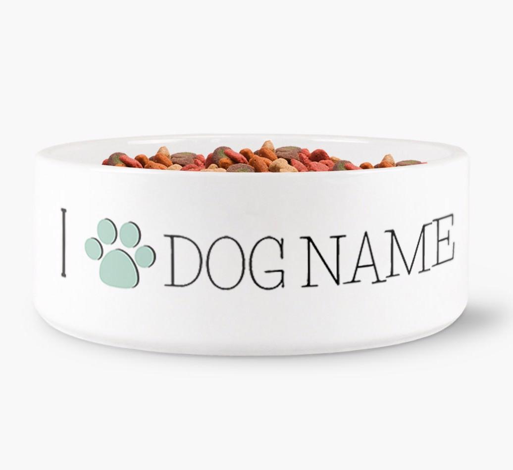 Personalised 'I Paw {dogsName}' Dog Bowl