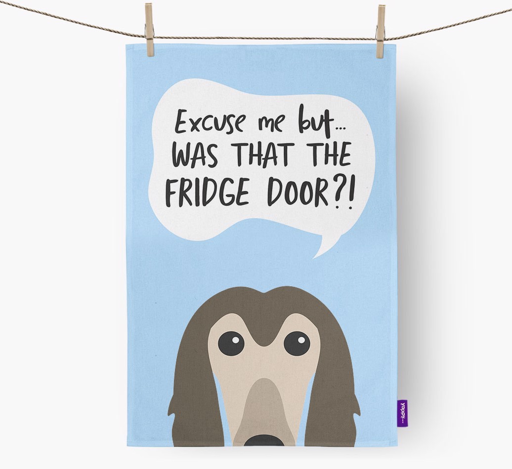 '...Was That The Fridge Door?!' - Personalised {breedFullName} Tea Towel