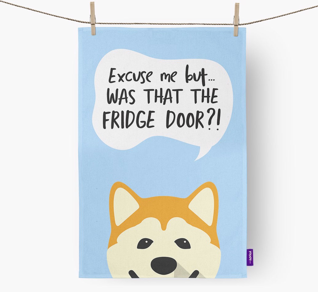'...Was That The Fridge Door?!' - Personalised {breedFullName} Tea Towel