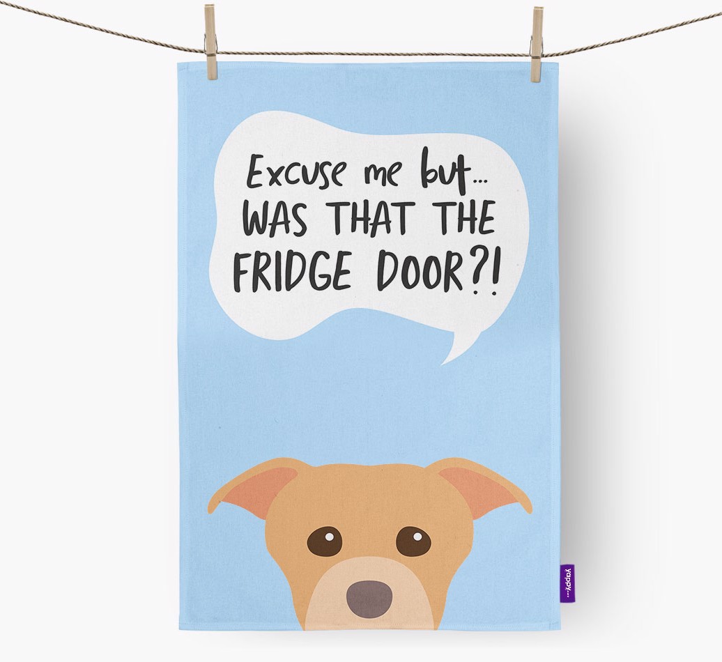 '...Was That The Fridge Door?!' - Personalised {breedFullName} Tea Towel