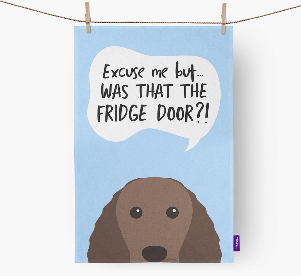 '...Was That The Fridge Door?!' - Personalised {breedFullName} Tea Towel