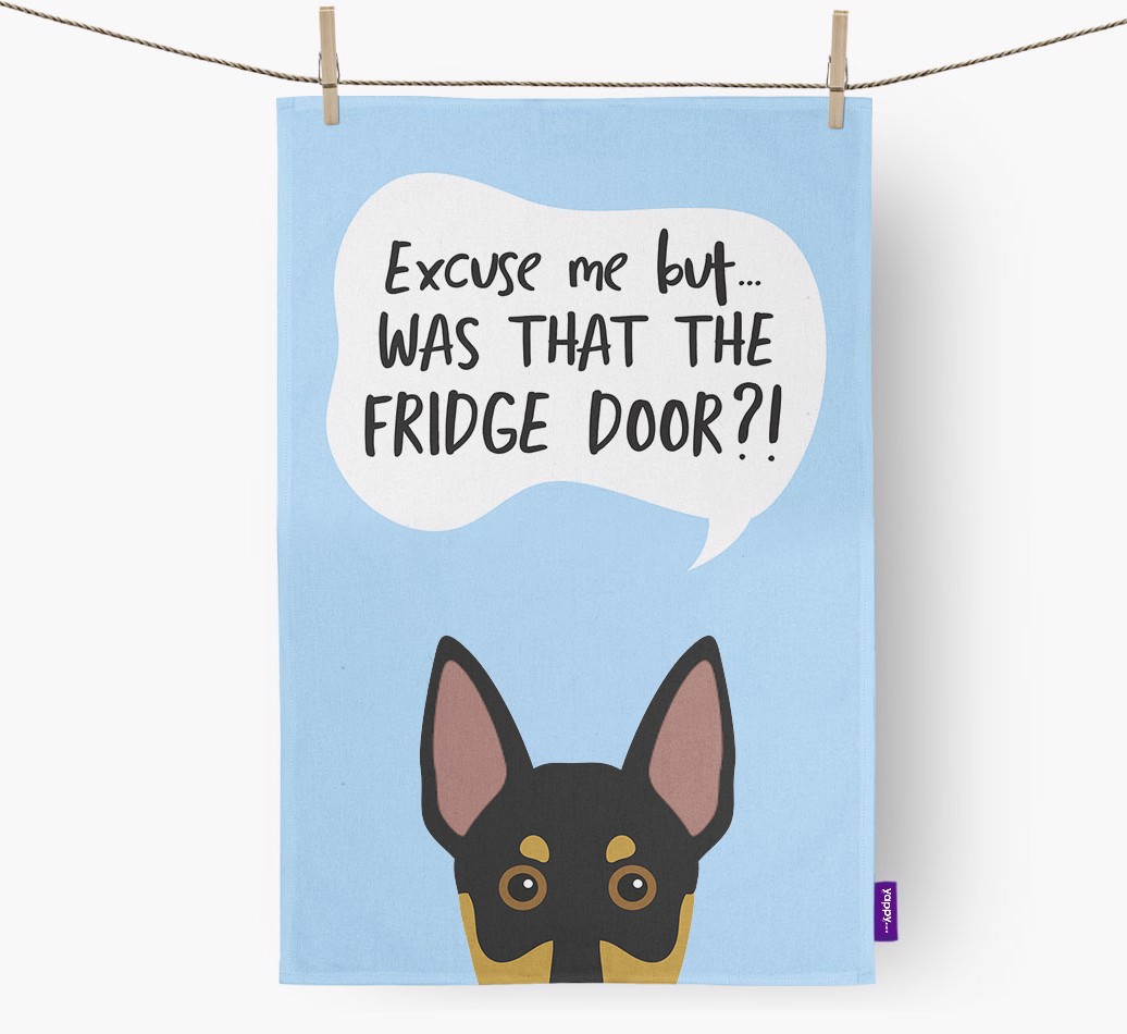 '...Was That The Fridge Door?!' - Personalised {breedFullName} Tea Towel