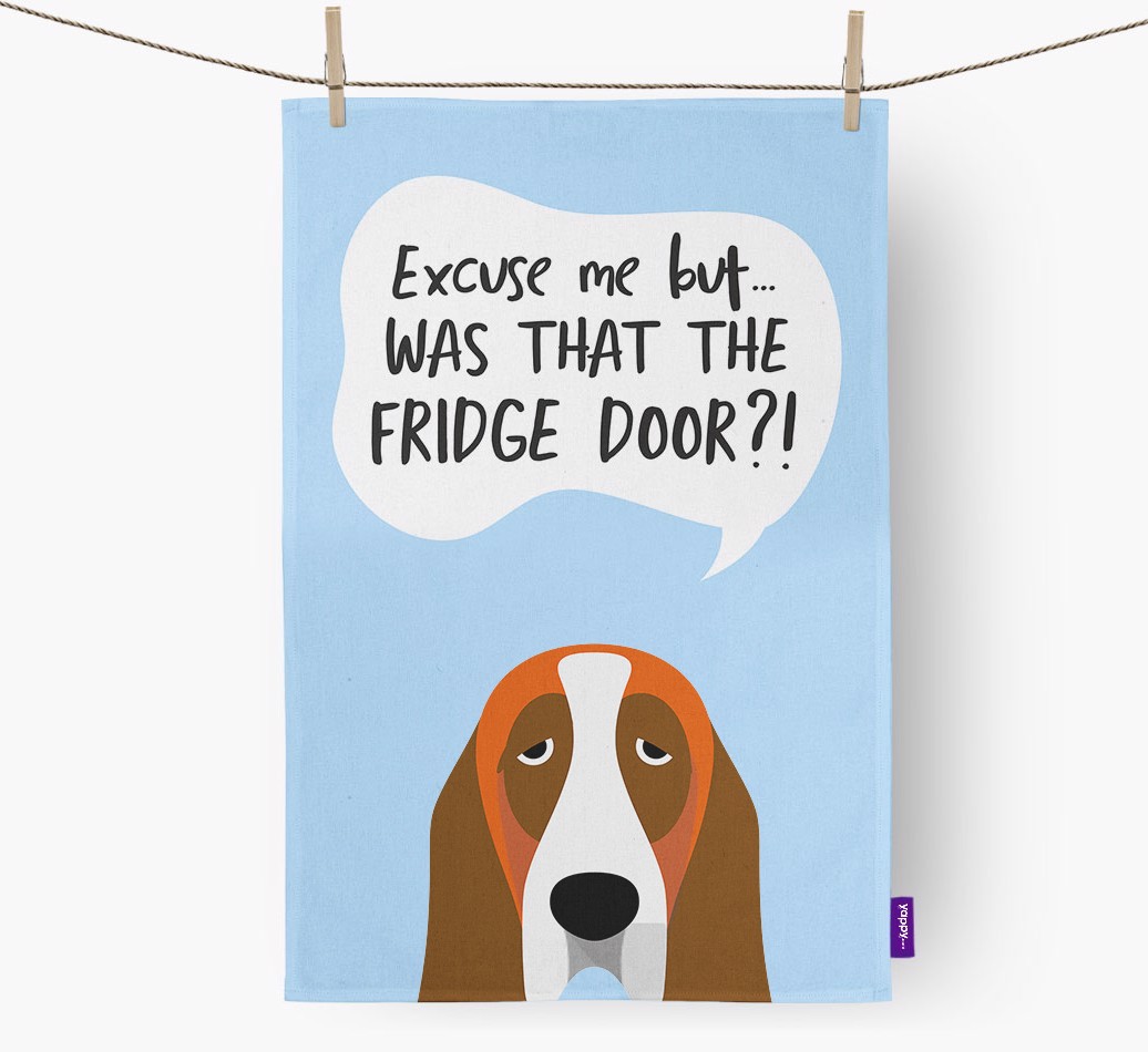 '...Was That The Fridge Door?!' - Personalised {breedFullName} Tea Towel