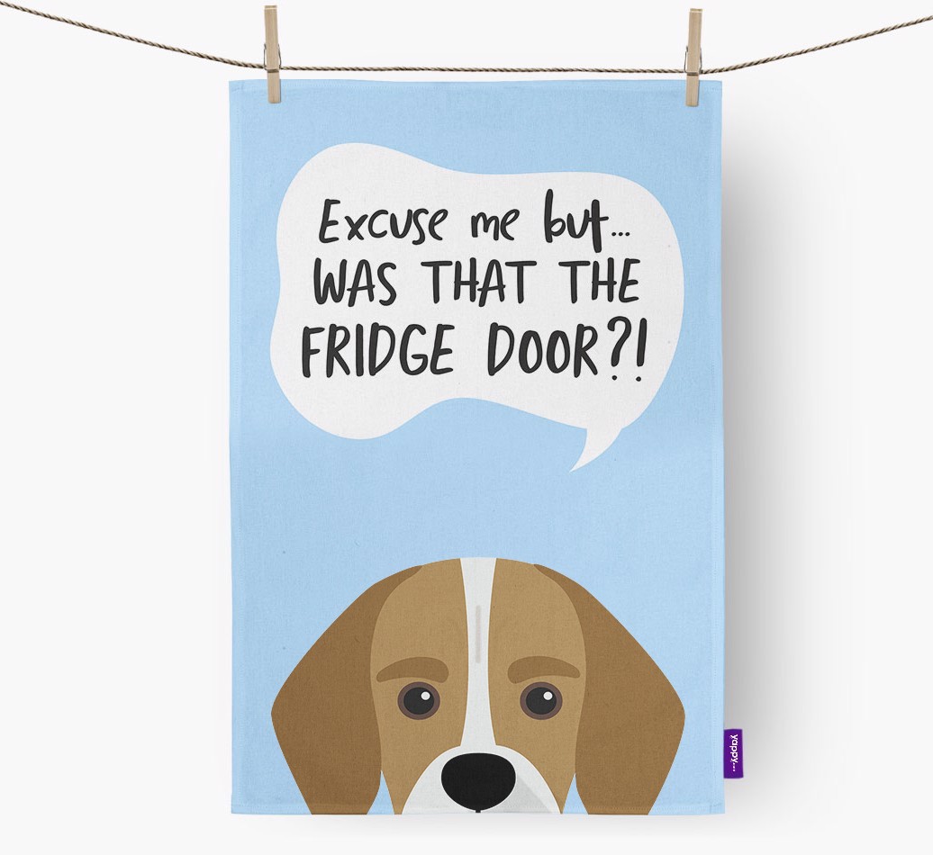'...Was That The Fridge Door?!' - Personalised {breedFullName} Tea Towel