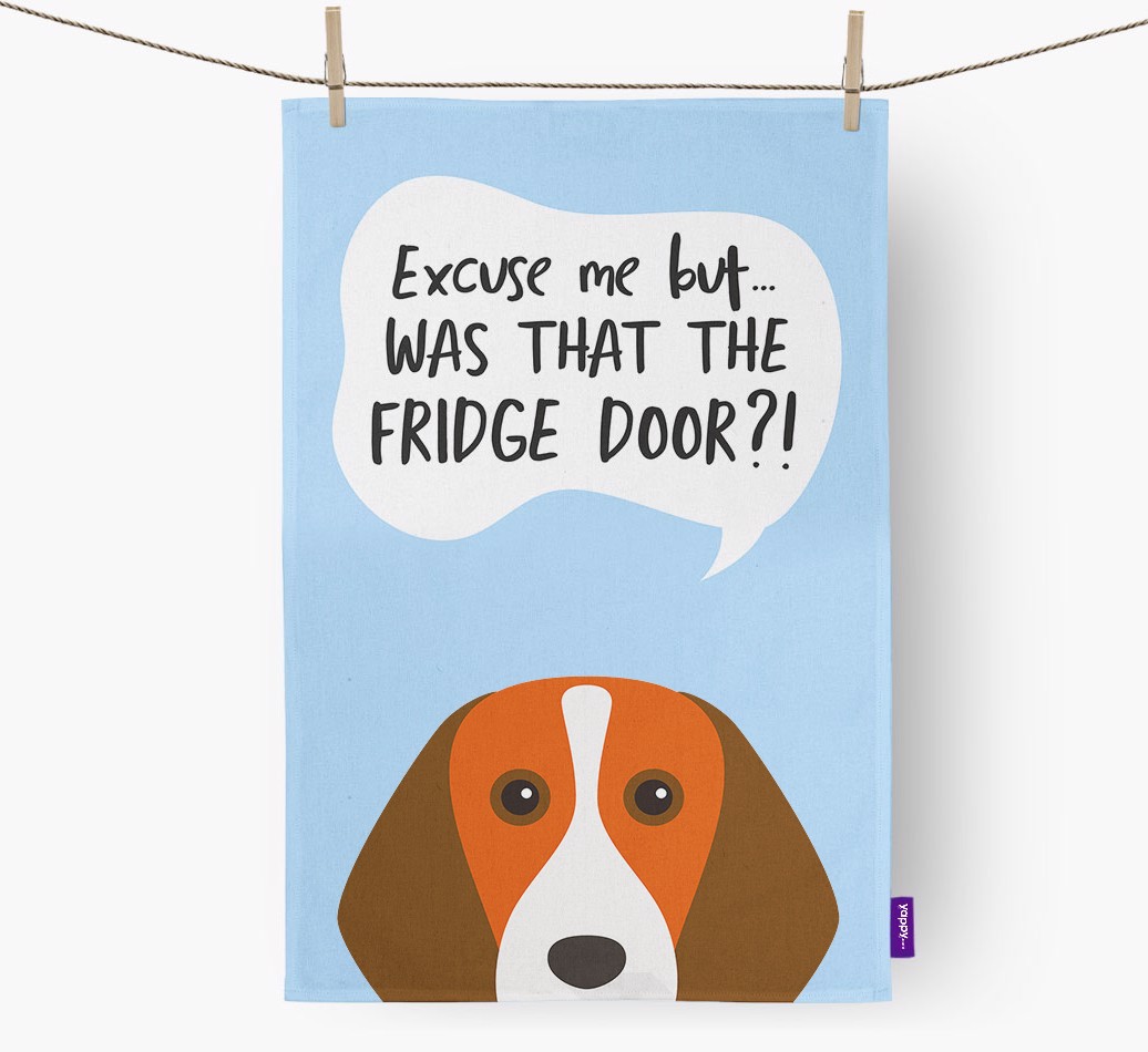 '...Was That The Fridge Door?!' - Personalised {breedFullName} Tea Towel