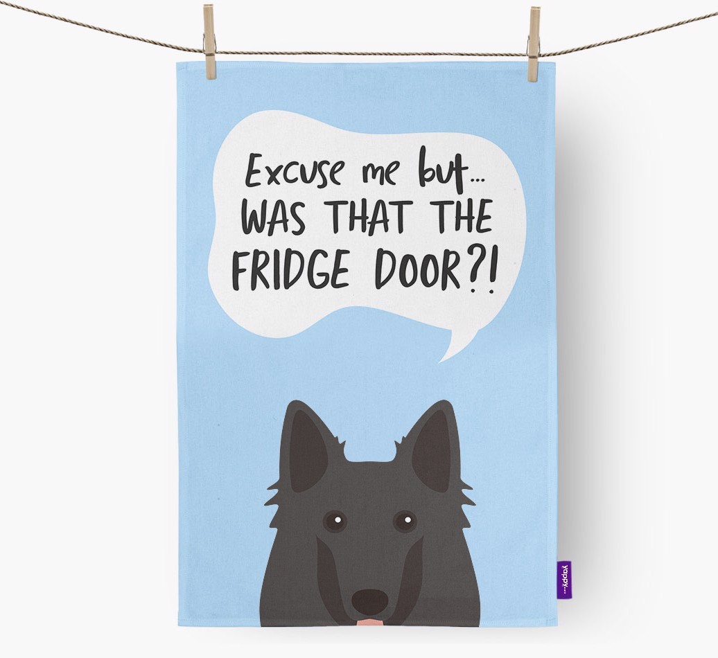 '...Was That The Fridge Door?!' - Personalised {breedFullName} Tea Towel
