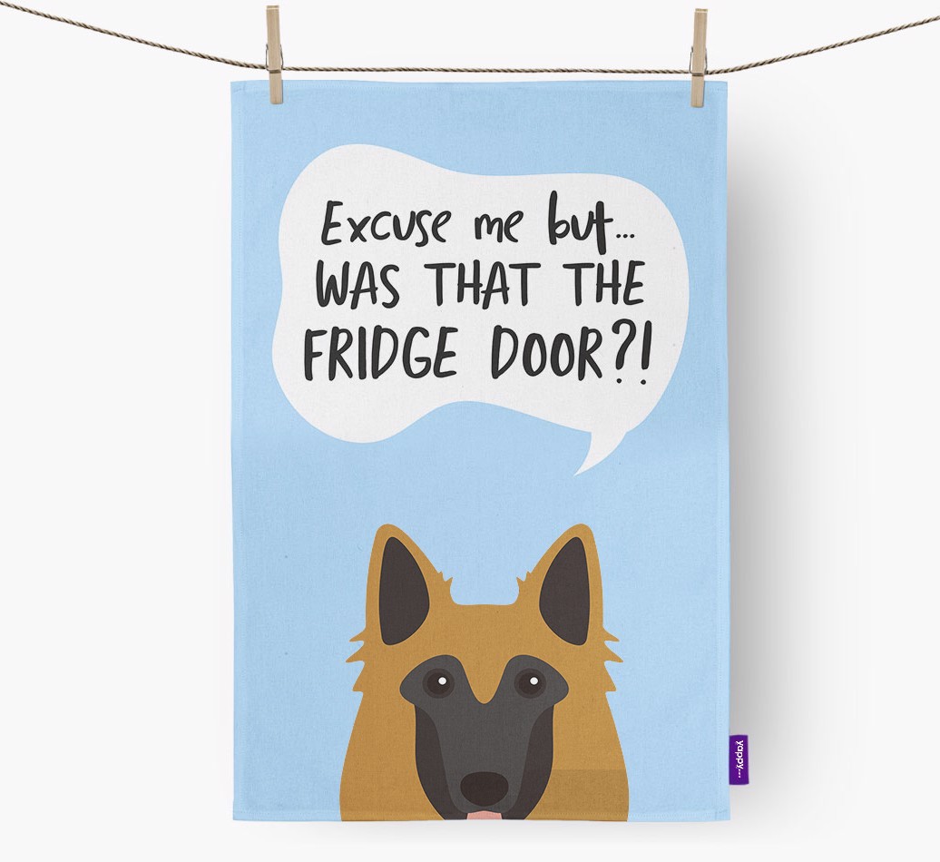 '...Was That The Fridge Door?!' - Personalised {breedFullName} Tea Towel
