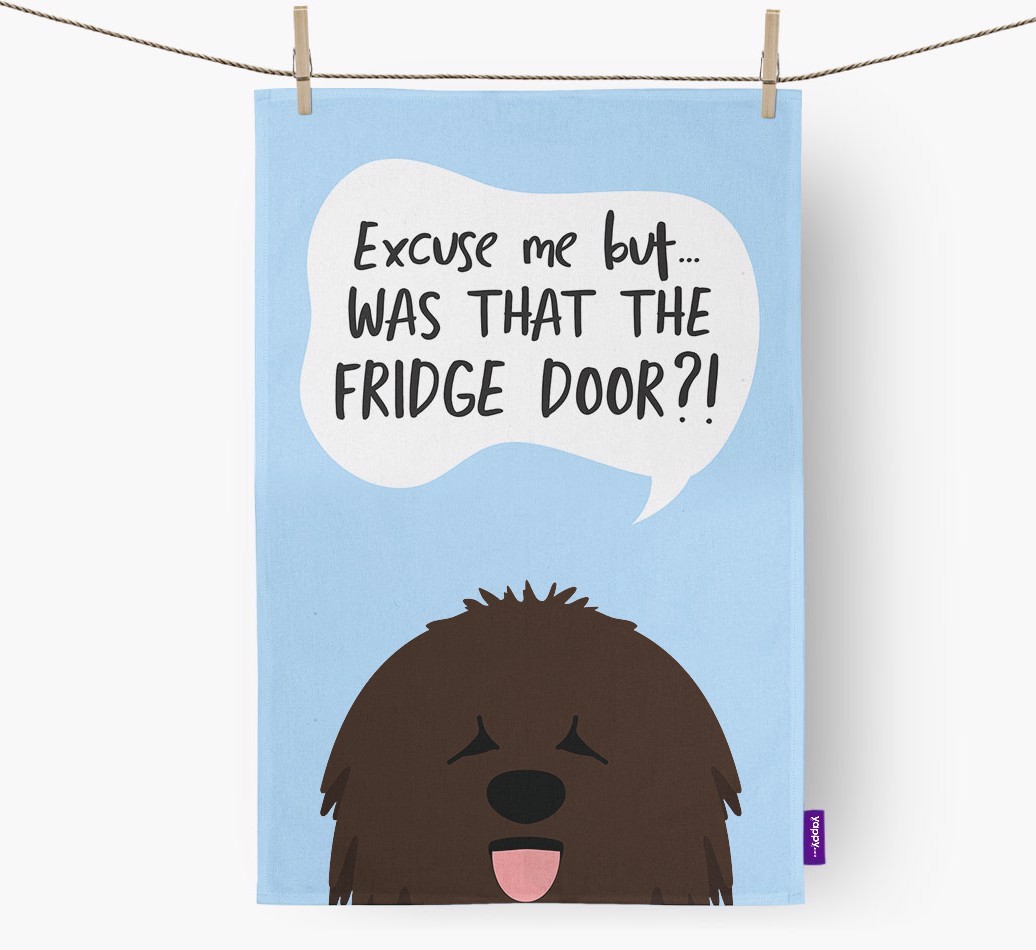 '...Was That The Fridge Door?!' - Personalised {breedFullName} Tea Towel