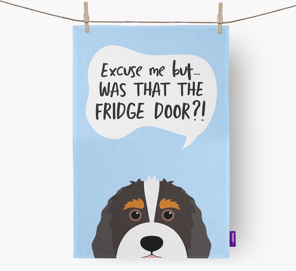 '...Was That The Fridge Door?!' - Personalised {breedFullName} Tea Towel
