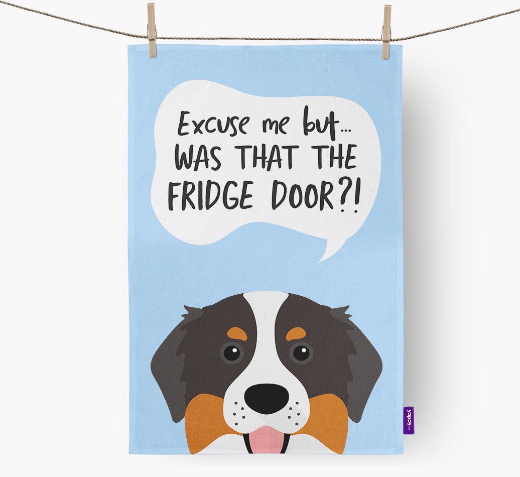 '...Was That The Fridge Door?!' - Personalised {breedFullName} Tea Towel