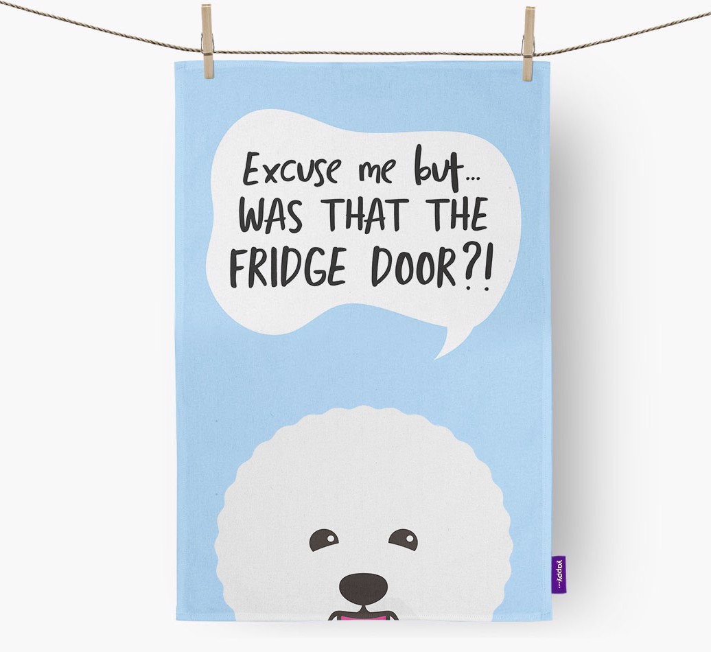 '...Was That The Fridge Door?!' - Personalised {breedFullName} Tea Towel