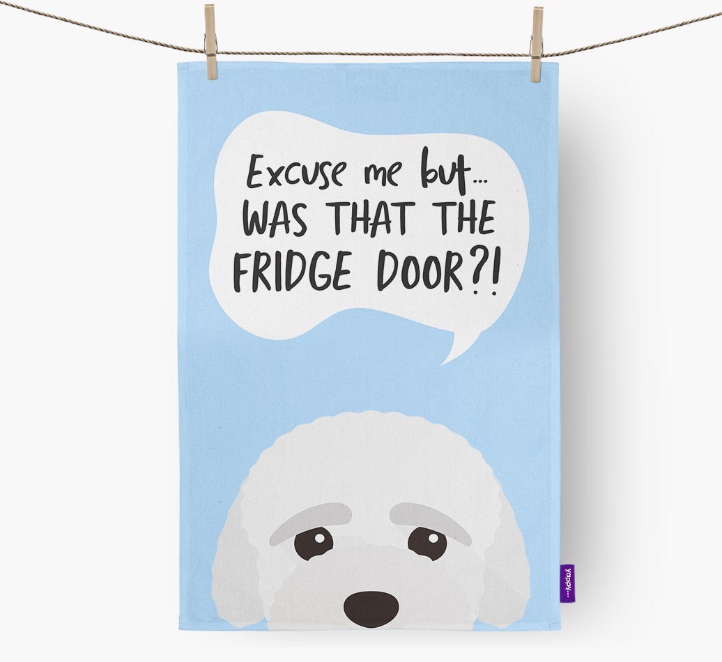 '...Was That The Fridge Door?!' - Personalised {breedFullName} Tea Towel