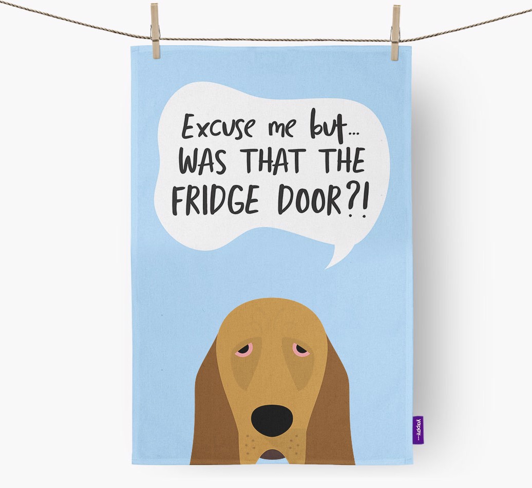 '...Was That The Fridge Door?!' - Personalised {breedFullName} Tea Towel